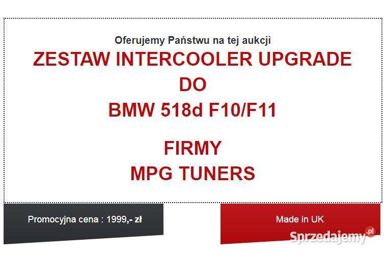 Performance intercooler do BMW F10F11 518d 143 osobowe