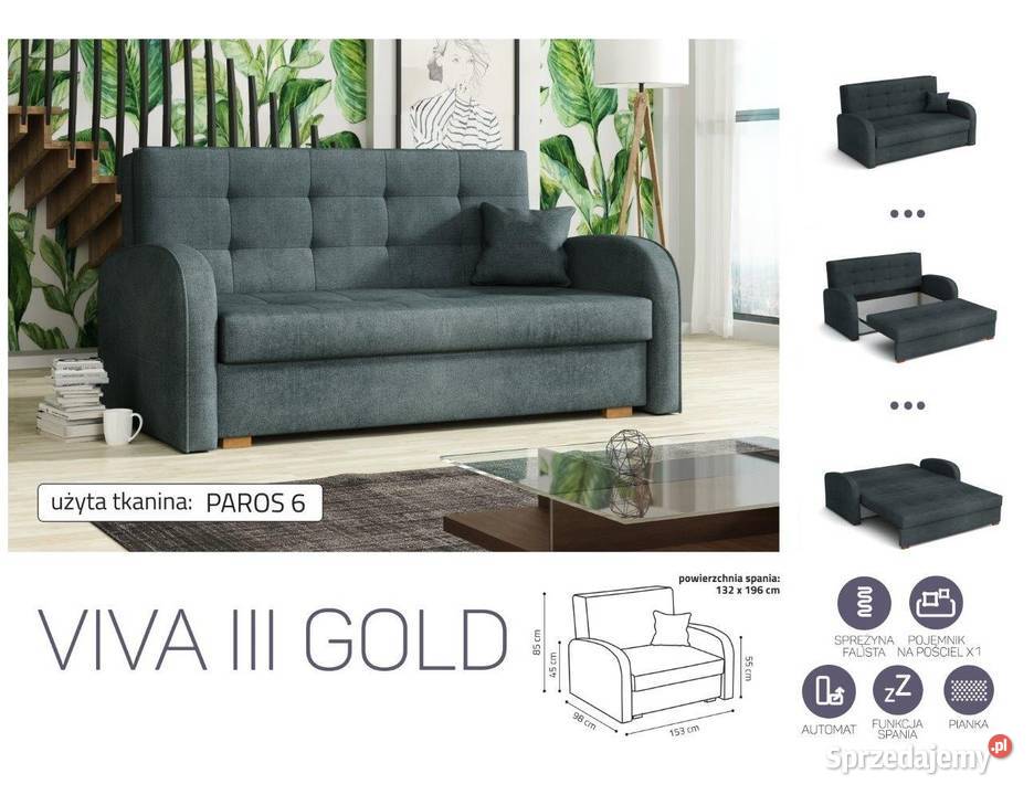 SofaKanapa Viva III Gold Darmowa dostawa Wieruszów