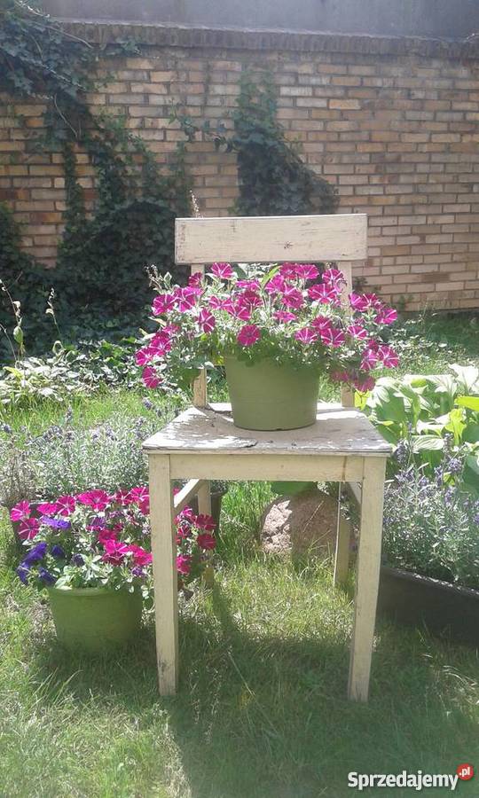 Drewniane Krzesło Kwietnik PRL wielkopolskie Poznań