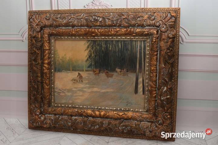 J Fałat Nieśwież Zimowa Wyprawa Na Polowanie Obrazki i obrazy Kraków sprzedam