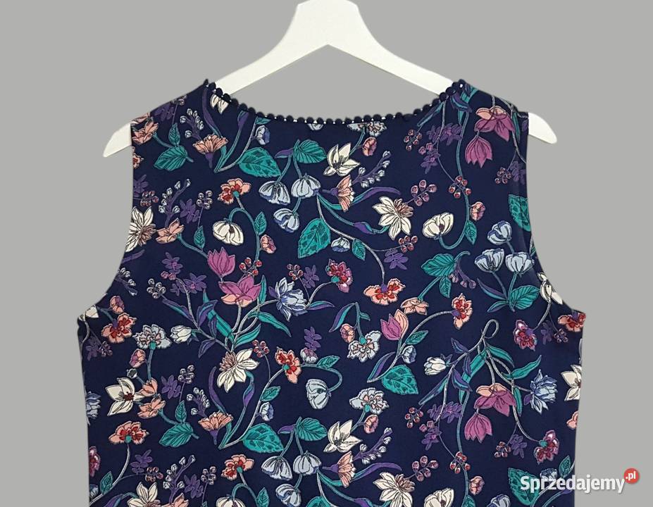 Damska sukienka niebieska w kwiaty na grubych Chrzanów
