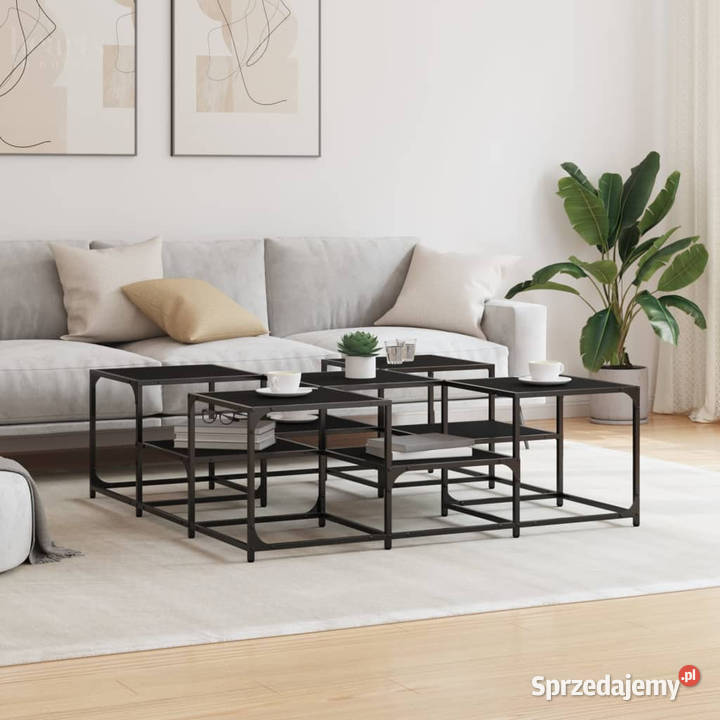 Stolik kawowy czarny 121x121x40 materiał mazowieckie Warszawa