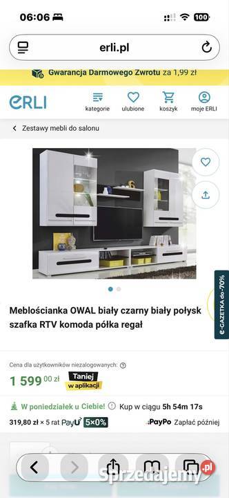 Meblościanka biała połysk nowa do samodzielnego Olsztyn