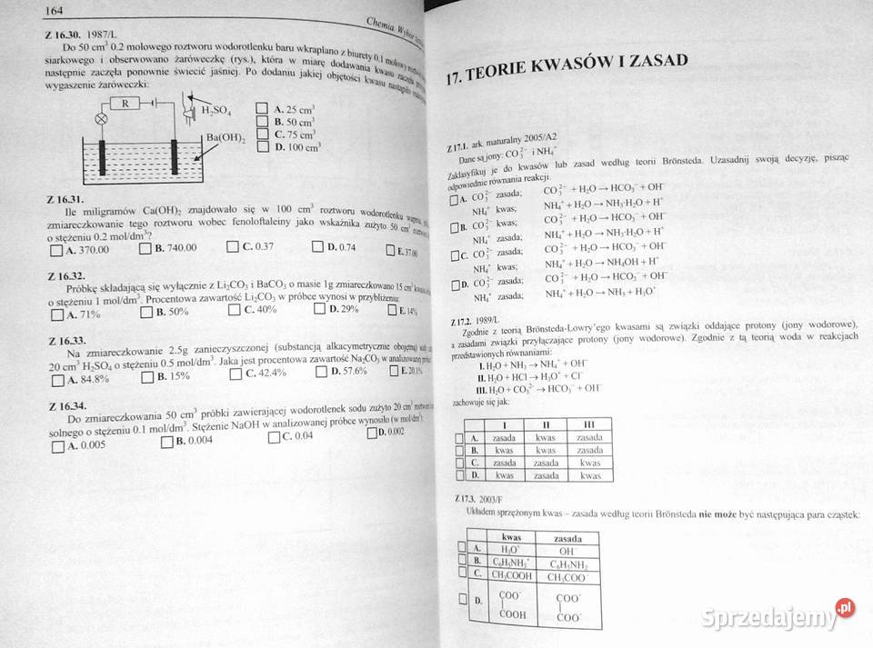 Chemia wybór testów maturzystów i kandydatów na Chełm