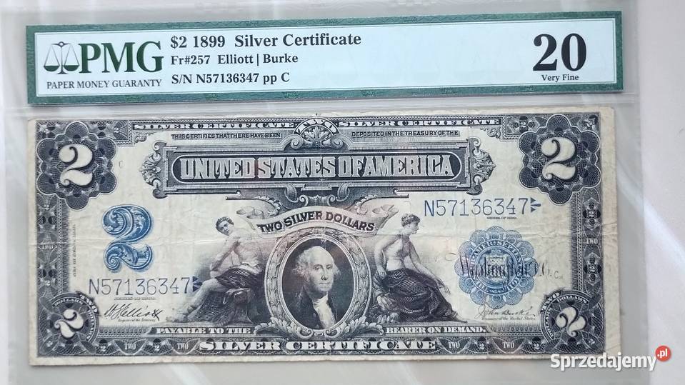 Banknot 2 1899 Silver Certificate PMG 20 Rzeszów