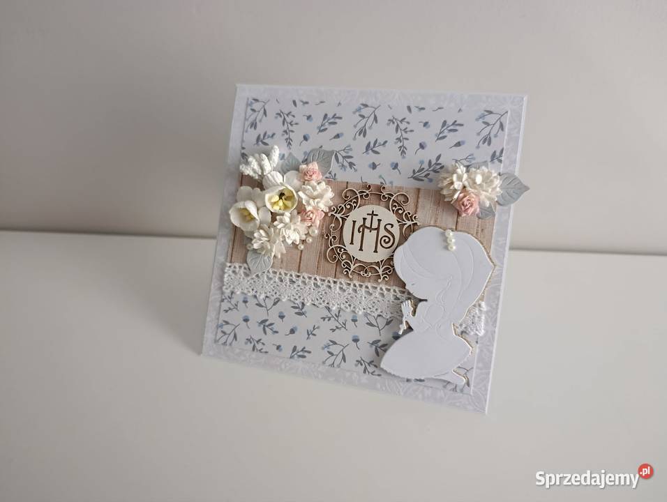 Kartka ręcznie robiona w pudełku Komunia Święta Łódź