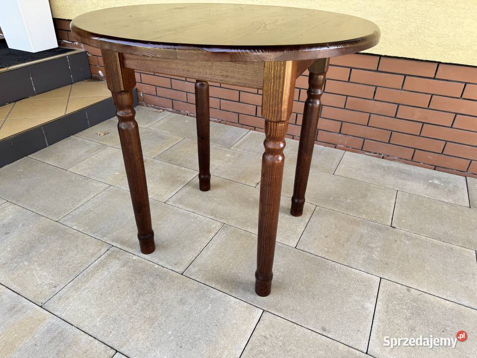 Stół okrągły drewniany nie rozkładany brązowy mazowieckie Garwolin