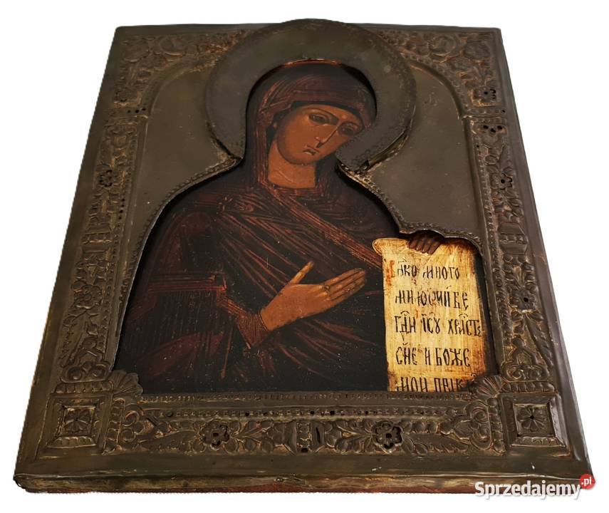 Ikona Matka Boża z grupy Deesis XIXw 0307 Antyki, Sztuka, Kolekcje Warszawa