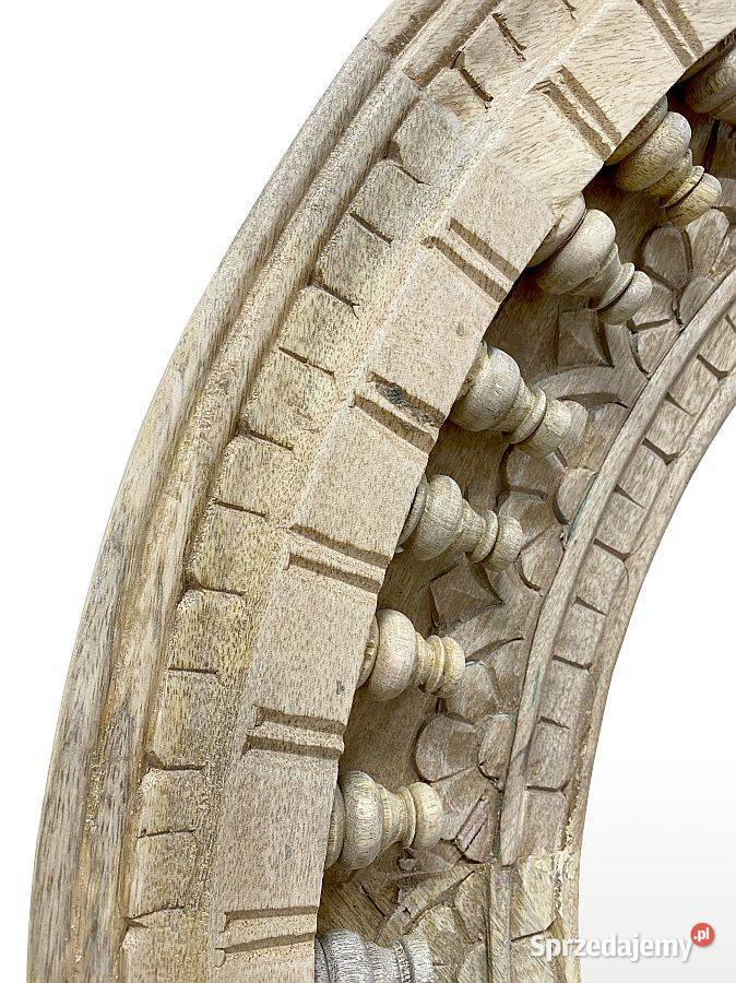 Drewniane ozdobne okrągłe lustro mango rzeźbione sprzedam