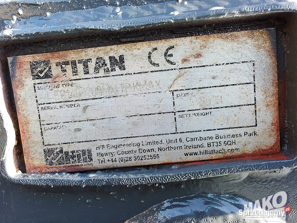 Łyżka HILL Titan 120 do koparki Miller fi 65 Ostrowiec Świętokrzyski