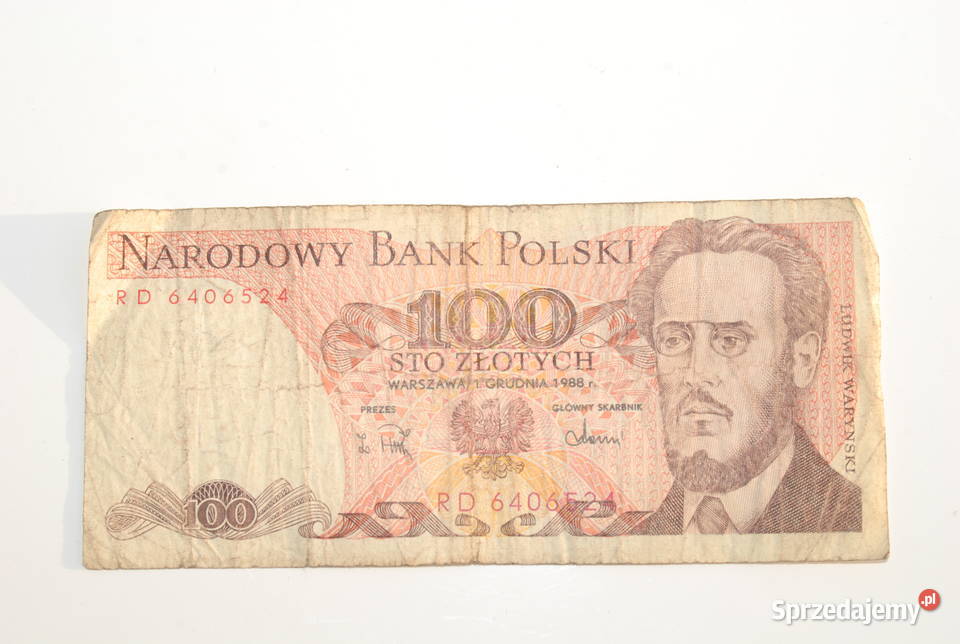 Stary banknot 100 złotych Waryński 1988 antyk RD