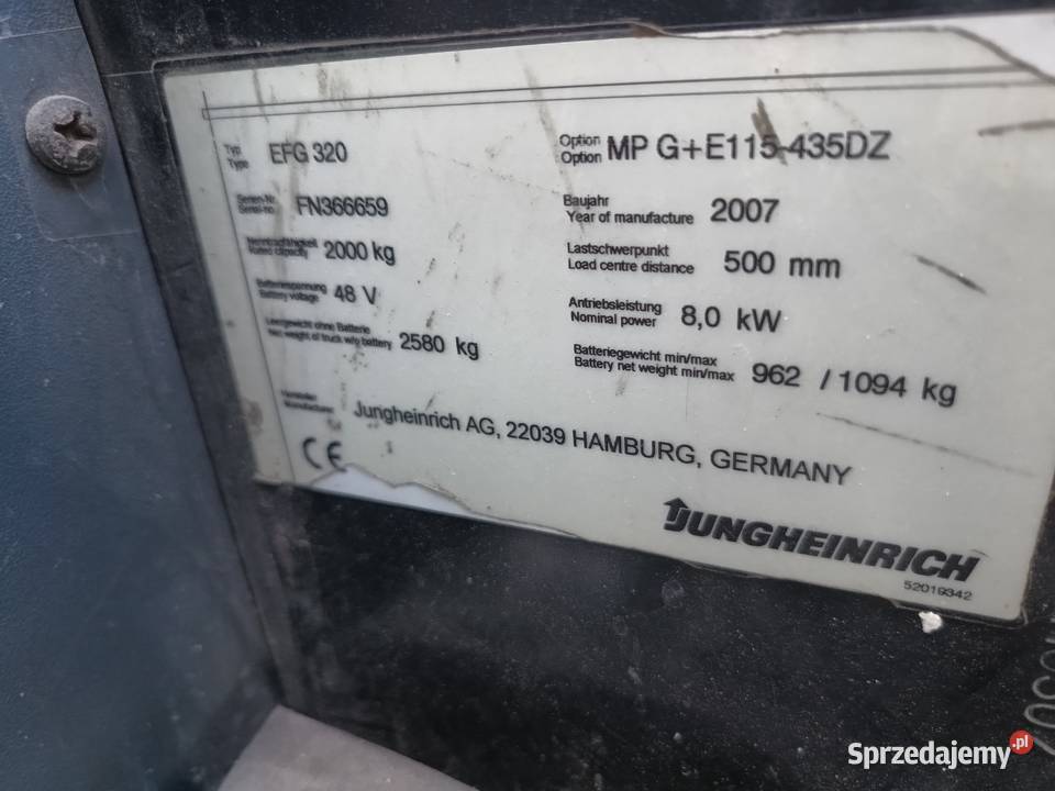 WÓZEK Akumulatorowy JUNGHEINRICH EFG320 Kraków