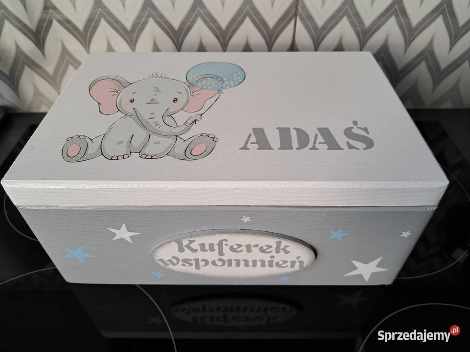 Kuferek wspomnień słonik chłopiec z metryczką Kędzierzyn-Koźle