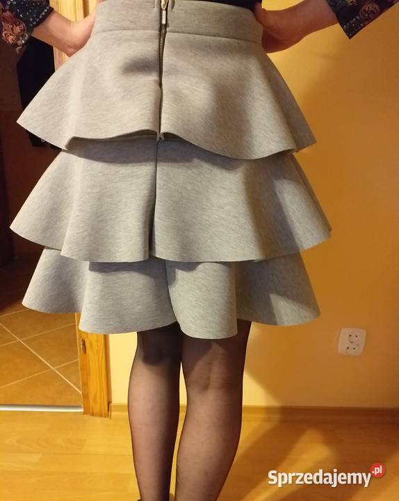 Szara spódniczka pianka falbanki M