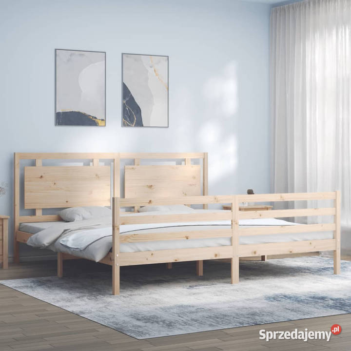 Rama łóżka z wezgłowiem lite drewno 200x200 Warszawa