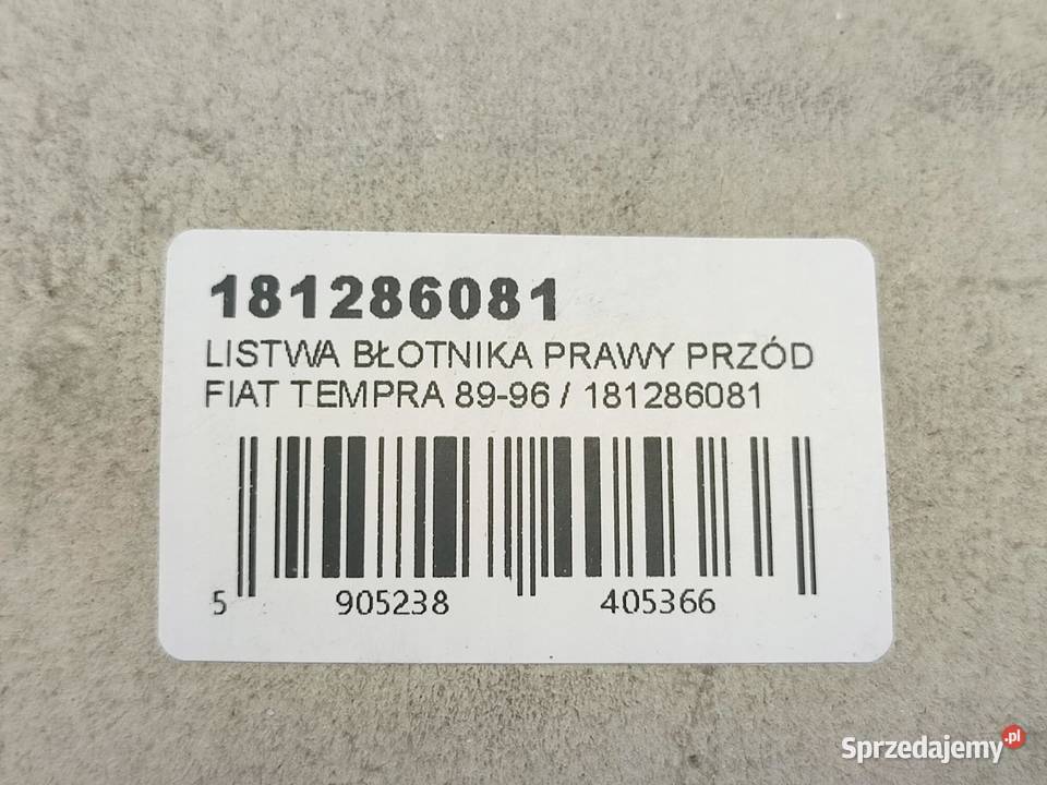 LISTWA BŁOTNIKA PRAWY PRZÓD FIAT TEMPRA 19891996 Karoseria sprzedam