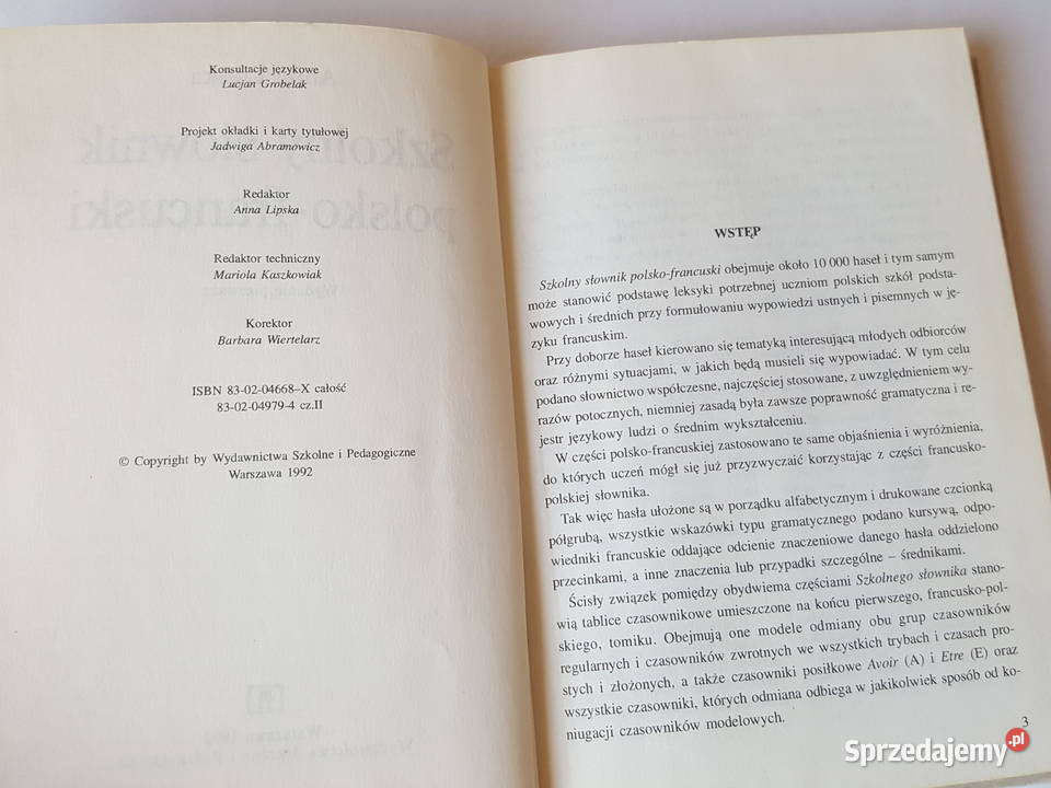 KSIĄŻKA Szkolny słownik polsko francuski Anna
