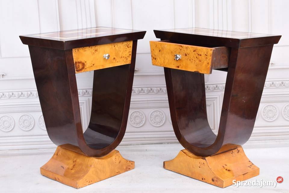Dwa Nakastliki Stoliki Szafki Nocne Art Deco