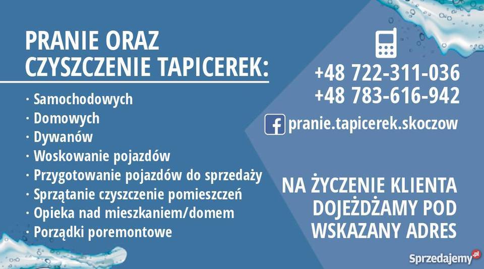 Pranie czyszczenie tapicerek Skoczów