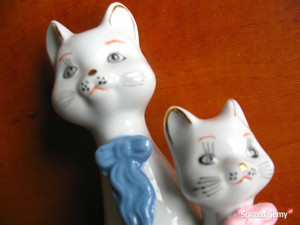 Kot mały i duży porcelana 18 x 10 x 7 biały Dom i Ogród Siedlce