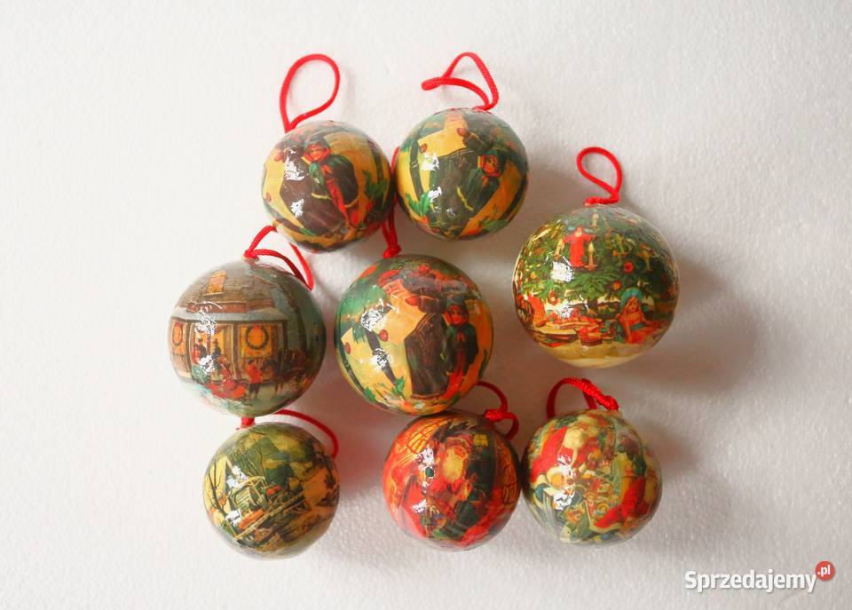 Piękne stare bombki na choinkę decoupage vintage Gdańsk
