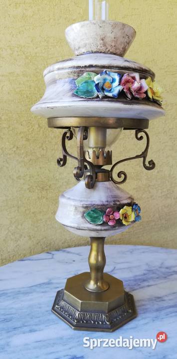 Lampka stołowa oryginalna naftowa ceramiczna Garwolin