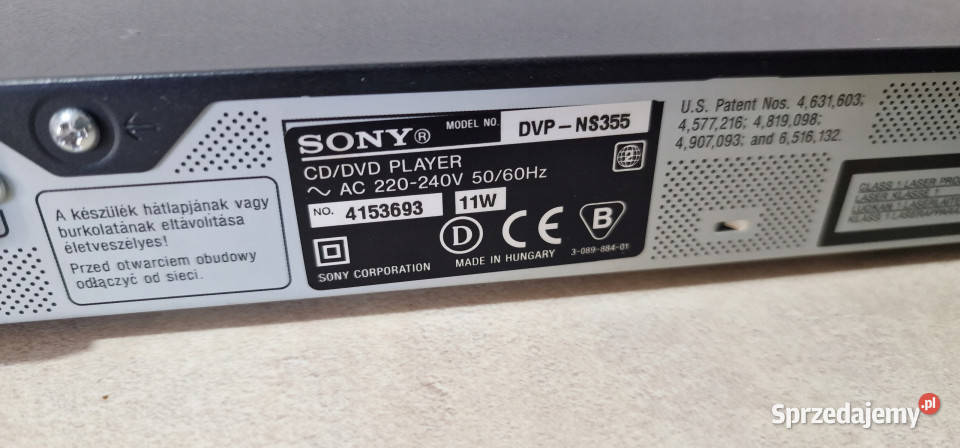CD DVD odtwarzacz SONY DVPNS355 DVP N S 355 Sony wielkopolskie