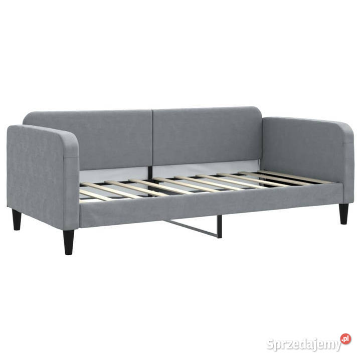 Sofa z funkcją spania jasnoszara obita tkaniną Warszawa