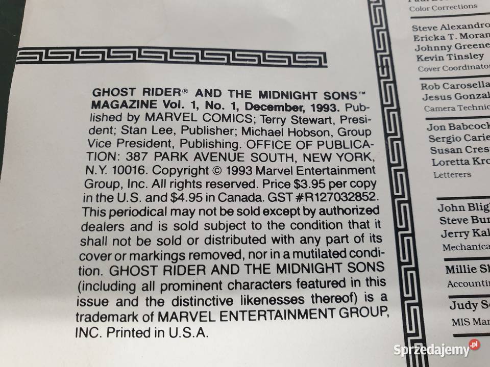 Ghost Rider The Midnight Sons Magazine 1993 Gdynia