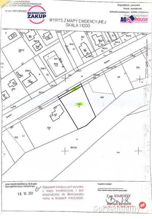 Działka 1701m2 Kąty Rybackie Rybacka gaz