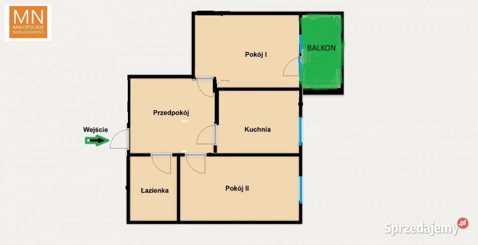 Ogłoszenie mieszkanie 51m2 2 pokoje Kraków