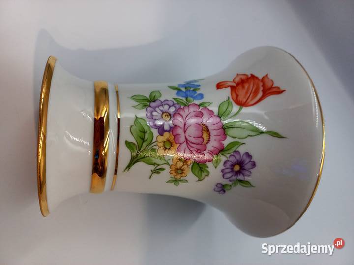 Śliczny ręcznie malowany porcelanowy Czeski wazon .