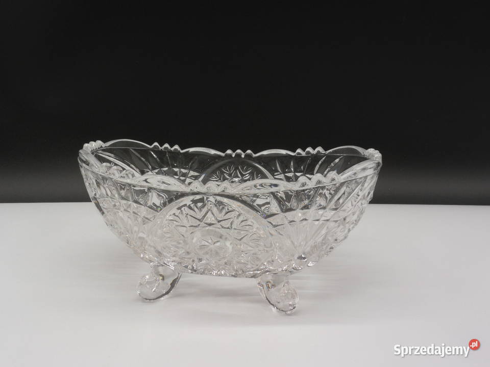 Kryształowa Żardiniera Gondola PRL na nóżkach Porcelana i szkło Raszków