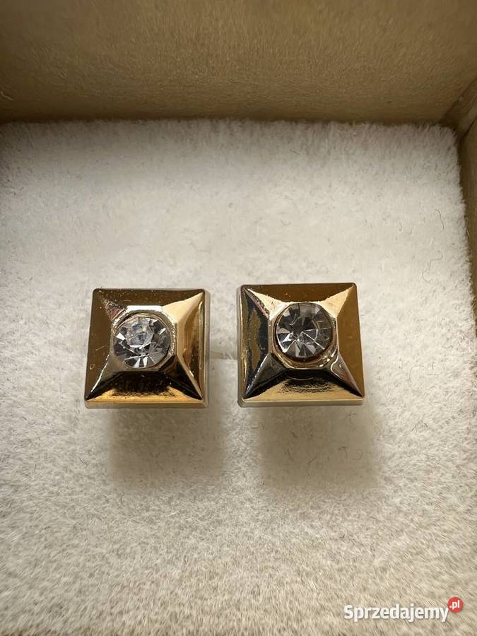 Kolczyki złote z diamentem kwadratowe kwadrat podkarpackie Jasło sprzedam