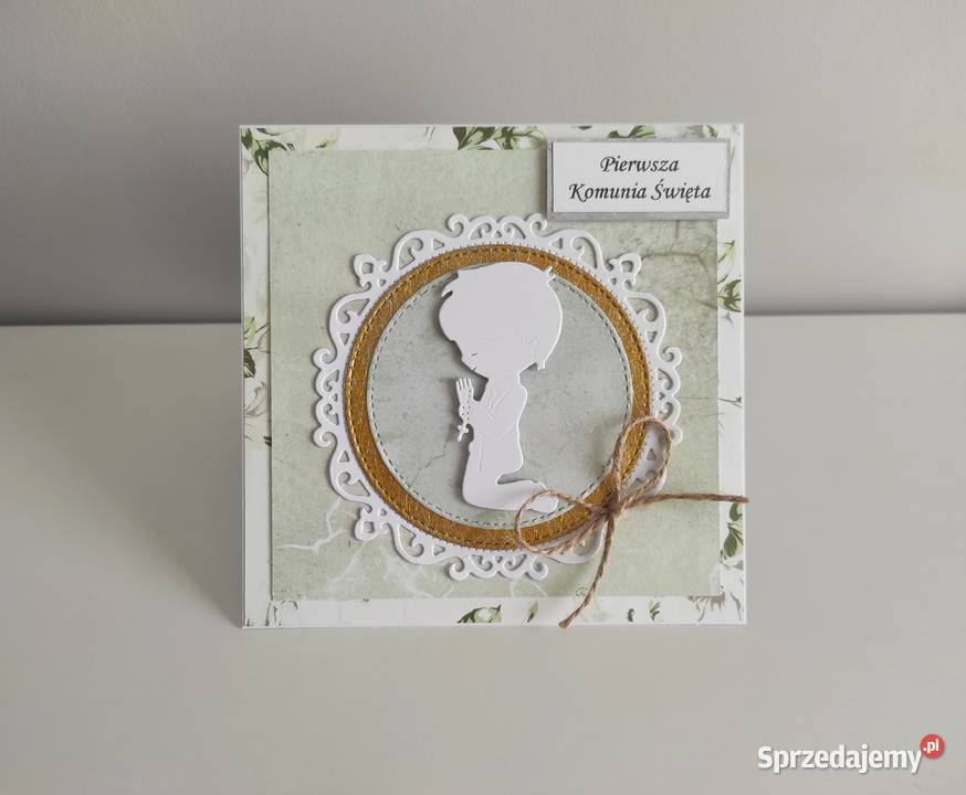 Kartka ręcznie robiona Komunia Święta chłopiec Łódź