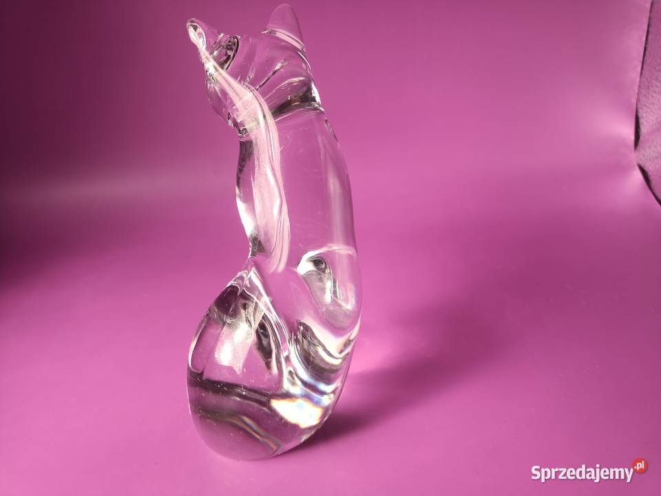 Kot Lenox tafla przezroczystego szkła figurka lubelskie Zamość