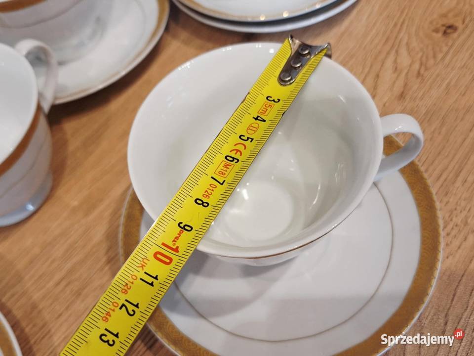 Zestaw 5 osob filiżanki porcelana 24 karaty gold