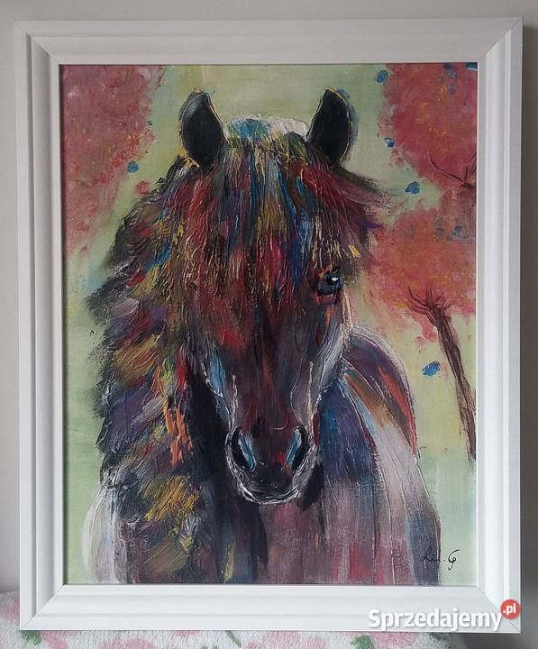 Portret konia Wykonany na panelu Oferuje autorka