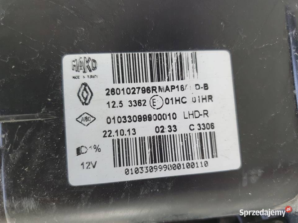 LAMPA PRAWA Renault Clio IV 1216r PRZEDNIA prawy Chełm
