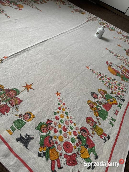 obrus len motywy Świąteczne choinka Zabrze sprzedam