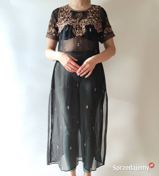 Indyjska tunika vintage retro sukienka czarna zachodniopomorskie Szczecin
