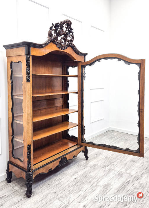 WITRYNA orzechowa na nóżkach ZDOBIONA Serwantka Kalisz