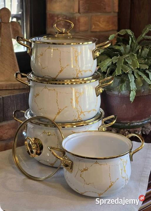 229 Garnki emalia kremowy marmur MASTERPAN Zabrze