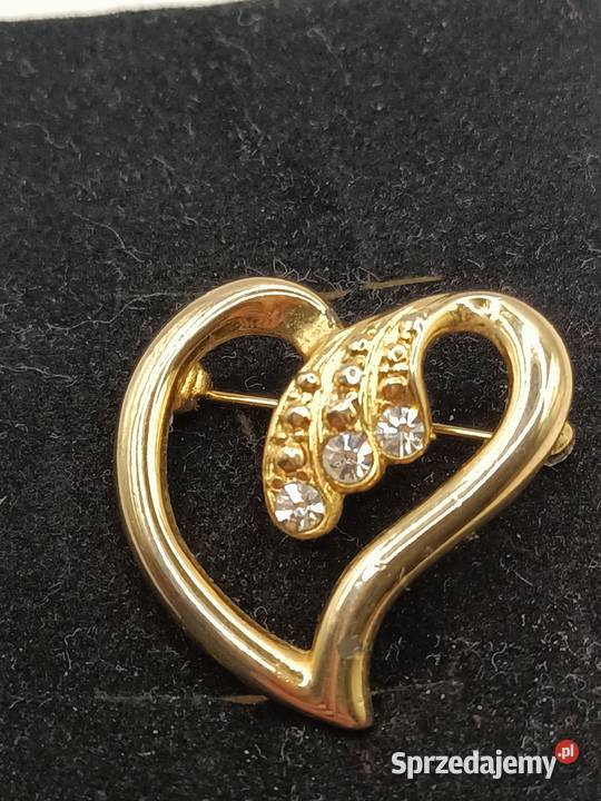 BIŻUTERIA BROSZKA PIĘKNA SERCE KOLORU ZŁOTEGO Galanteria i dodatki lubelskie Zamość