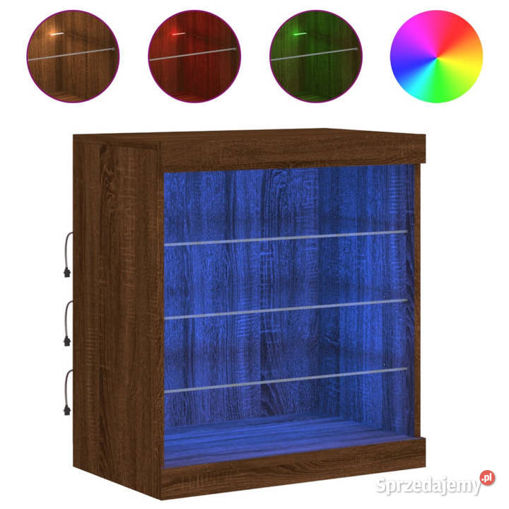 Szafka z oświetleniem LED brązowy dąb 605x37x67