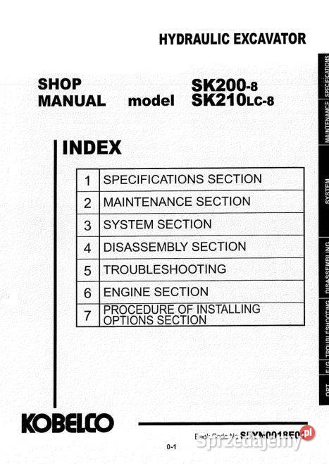 Kobelco SK045 SK0452 SK050 SK2008 SK210LC8 Kielce