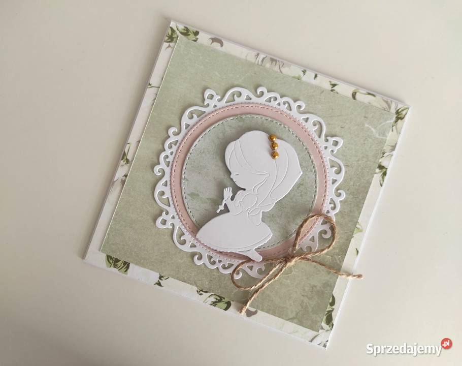 Kartka ręcznie robiona Komunia Święta Rękodzieło Łódź