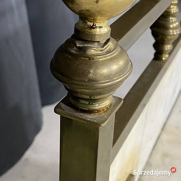 Antyczna konsola etażerka marmurowa z mosiężnym