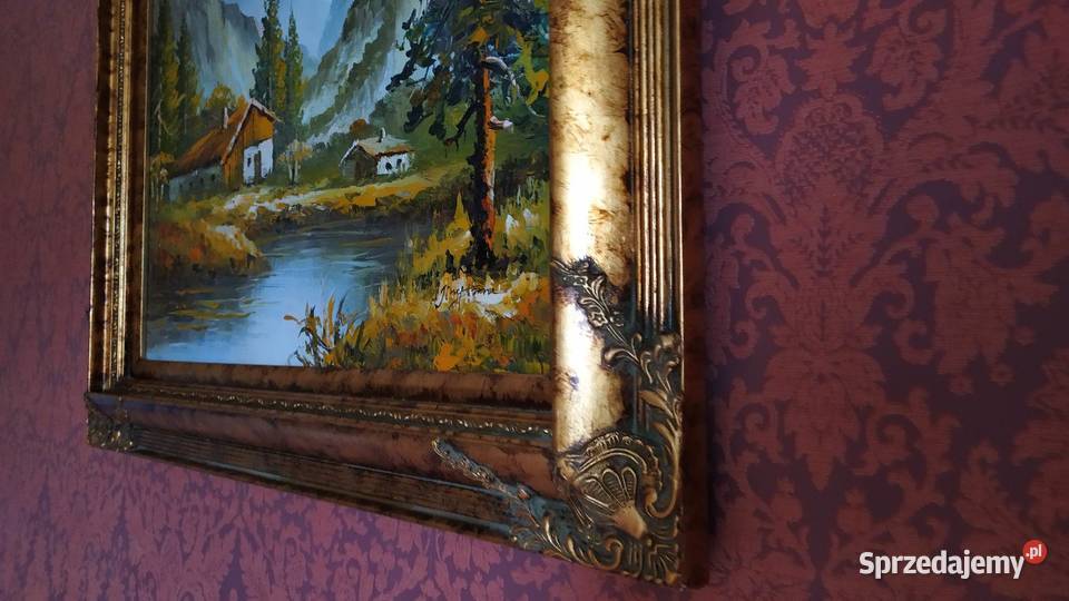 Obraz olejny na płótnie Pejzaż góry piękna rama Bolesławiec