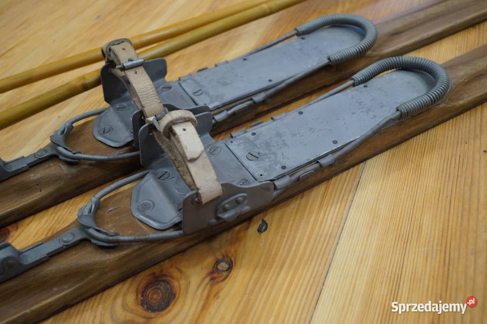 Stare narty jesionowe 200 z kijkami